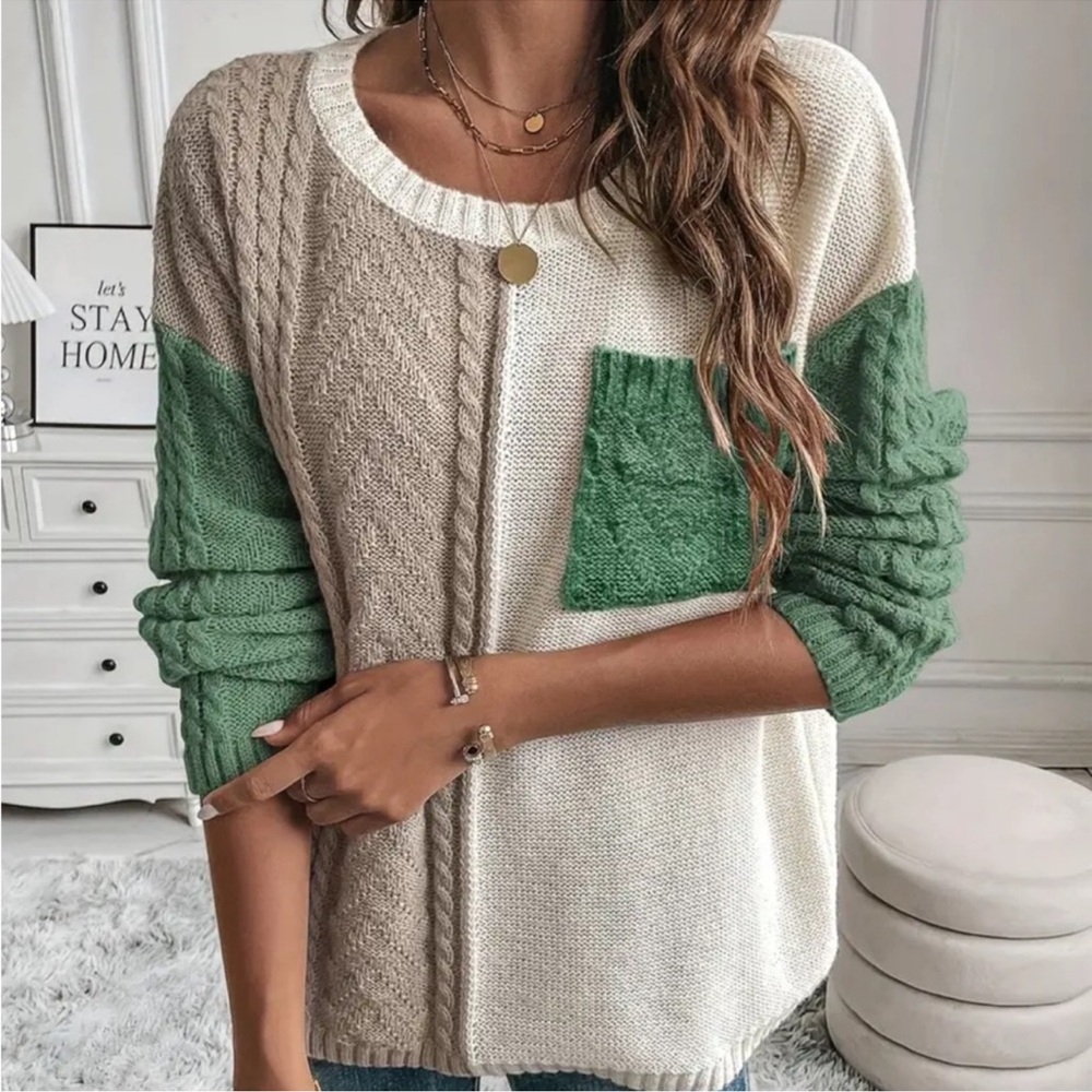 Colorblock Crew Neck Sweater - Picture 3 of 10